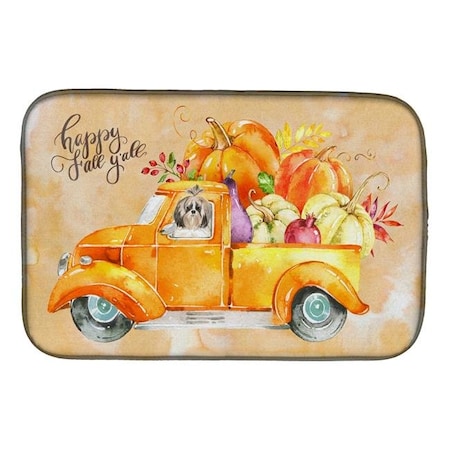 Carolines Treasures Carolines Treasures CK2634DDM Fall Harvest Shih Tzu Dish Drying Mat CK2634DDM